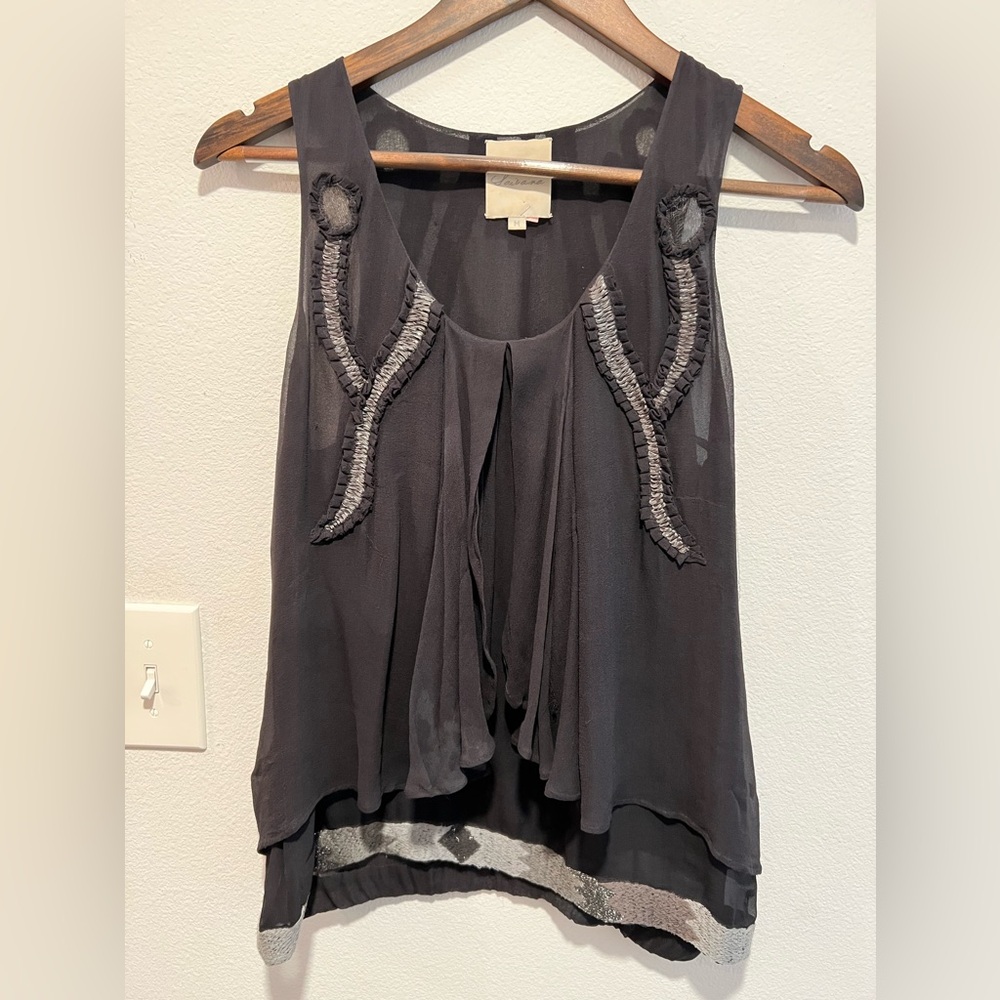 Saivana navy blue and silver sleeveless flowy top, size M